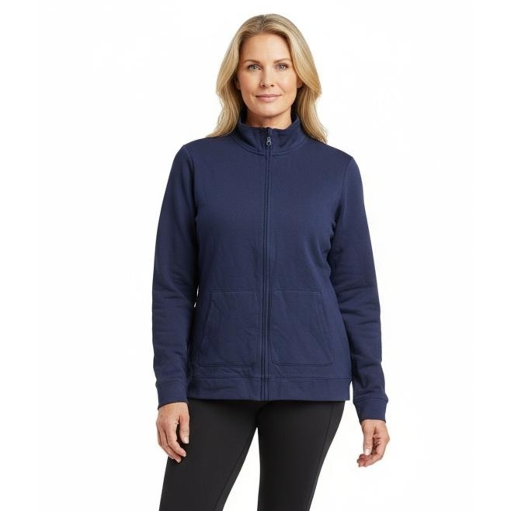 Karen Scott Intrepid Blue Full Zip Stand Collar Pockets Active Jacket